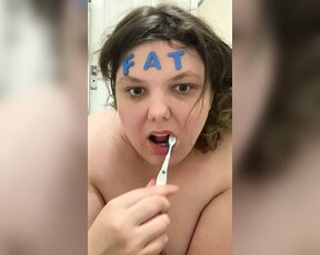 Fat slut cleans ass with toothbrush ass to mouth humiliation