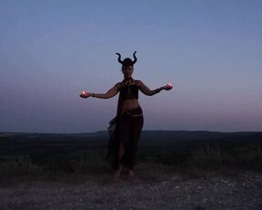 Candels Dance against the background of the night sky