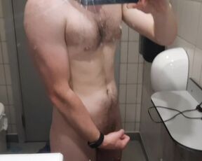 I get naked in public / Wanking my uncut dick / Leaking Cum