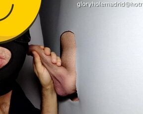 Male returns to Gloryhole at night after going out of work with the balls very loaded.