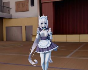 A cute student danced in cosplay with bare breasts, not realizing that her classmate was watching her