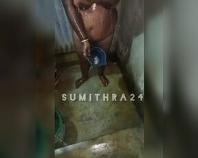 Tamil wife bathing