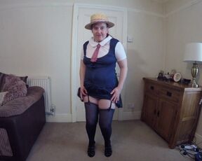 StepMom wearing Schoolgirl Uniform with Stockings & Suspenders