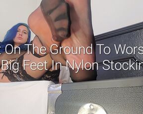 Preview: On The Ground To Worship My Feet In Nylons: POV Worship Of My Big Feet In Stockings