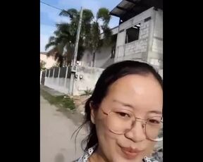 Asian girl walking public