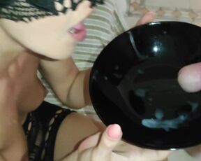 My friend gives sperm breafast to my hot wife